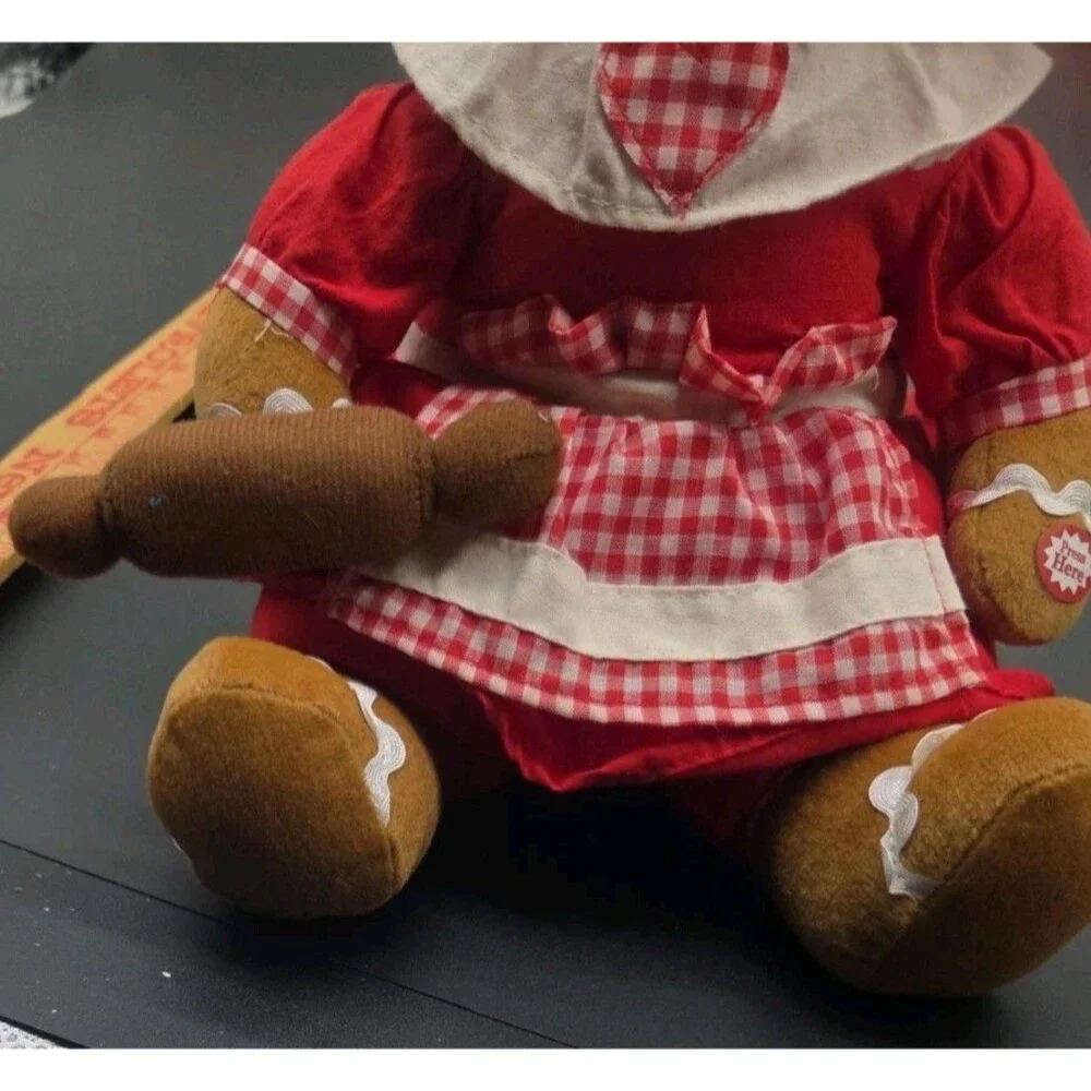 Musical Plush Gingerbread Girl Holiday Decoration Sings We Wish You A Merry